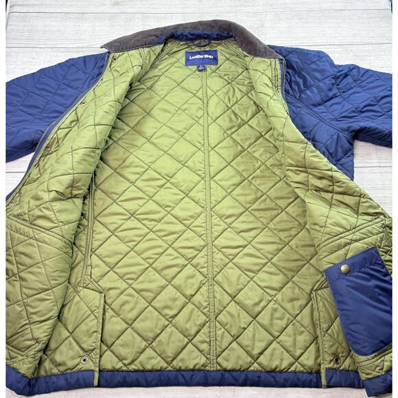 Lands End Women Primaloft Quilted Puffer Jacket Coat Corduroy Collar Blue Size L - Picture 5 of 10